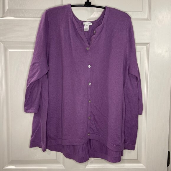 J.Jill Knit Cardigan Sweater Women's Size Large Button Front 3/4 Sleeves Cotton - Picture 2 of 9